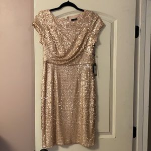 Adrianna Papell gold sequin dress